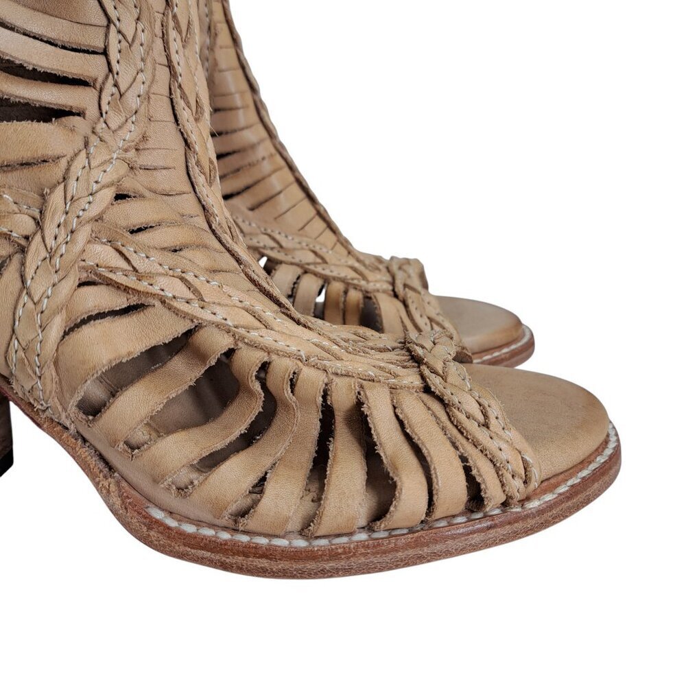 Freebird by Steven Bella Leather Peep Toe Sandals Boots Size 8 Gladiator Reptile - Picture 4 of 16